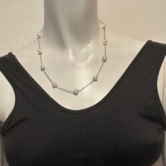 Sterling Silver Genuine Pearl Necklace